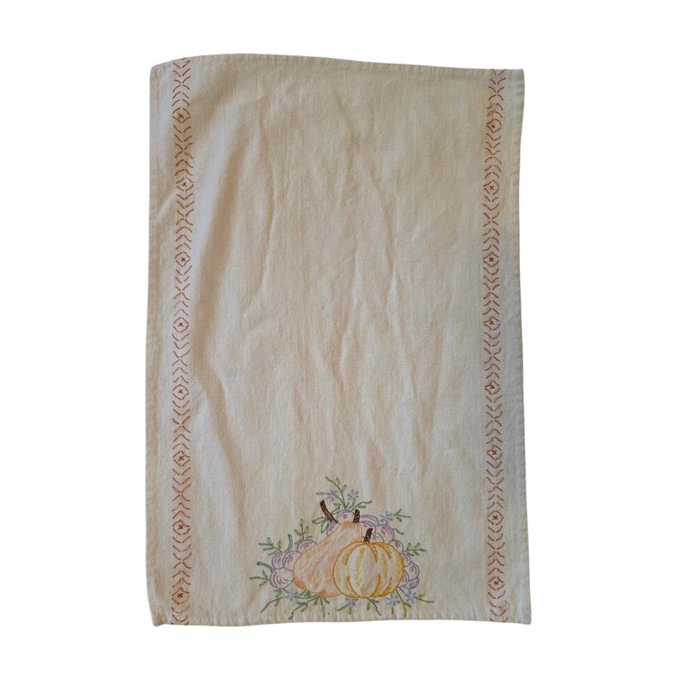 VTG Embroidered Flour Sack Kitchen Towel Farmhouse Cottagecore Floral Dishcloth